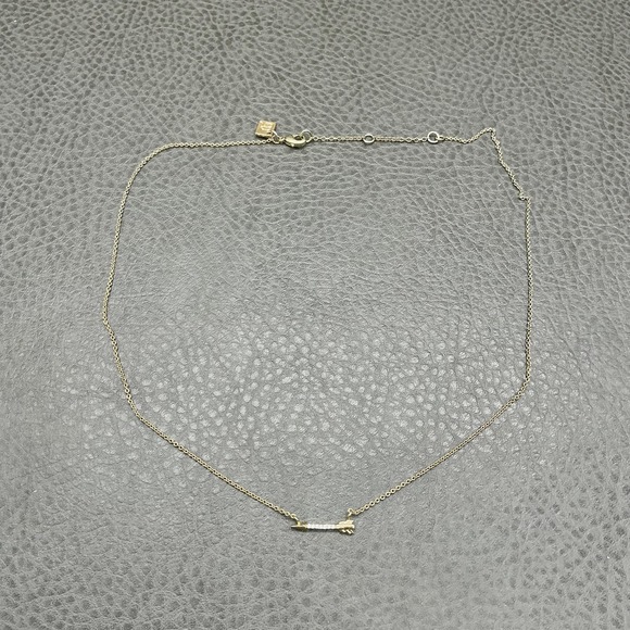 Banana Republic Arrow Necklace Gold Tone Dainty Bar Pave Crystal Pendant Womens - Picture 2 of 8